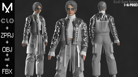 New Outfit Female Marvelous designer/Clo3d OBJ mtl FBX ZPRJ +A-POSE