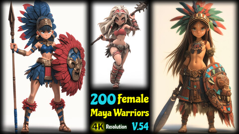 200 Female Maya Warriors - 4K Resolution - V.54