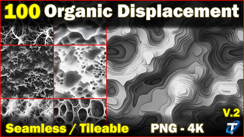 100 Ultra High-Quality Organic Displacements (Seamless and Tileable) Vol 2