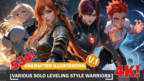 534 Various Solo Leveling Style Warriors Diverse Outfit Character Design Reference Art V1 4K