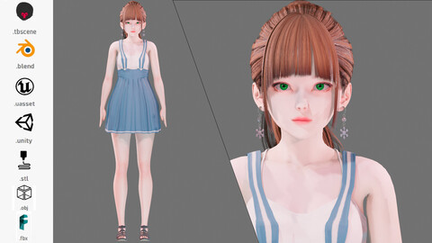 Casual Clothing 0014 - UE5 - Unity - Blender - Animated - Realistic Female Character