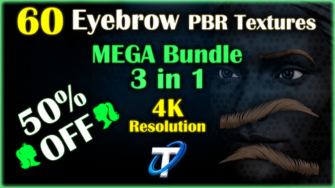 60 Eyebrow PBR Textures - Human / Creature / Animal / Fantasy (MEGA Bundle)