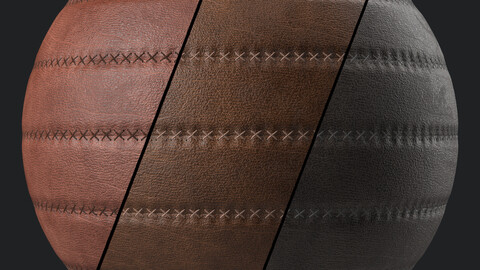 Leather Materials 42- Stitched Leather | Sbsar Pbr 4k Seamless