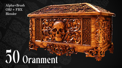 50 High detailed Ornament Pack (Brush+Alpha+Obj+Fbx+Blender)