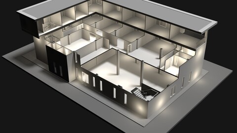 Home office in cutaway section 25-09