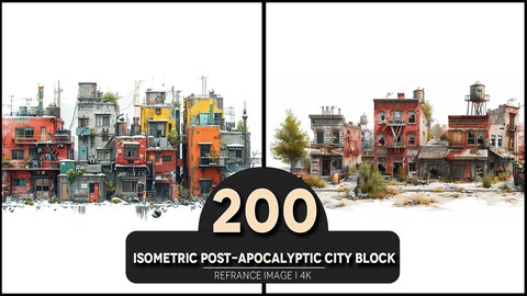 Isometric Post-Apocalyptic City Block 4K Reference/Concept Images