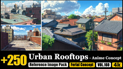 250 Urban Rooftops - Anime Concept Reference Image Pack v.160 |4K|