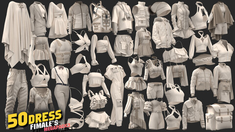 50models of dress fimale's&males megapack 85%off/ marvelous & clo3d / OBJ / FBX