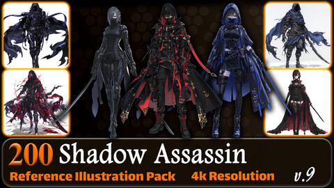 200 Anime Shadow Assassin (Full Body) Reference Pack | 4K | v.9