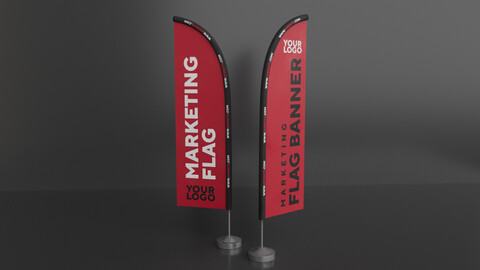 Marketing Flag Banner - Maya/Blender/OBJ/FBX