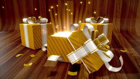 Golden gift boxes