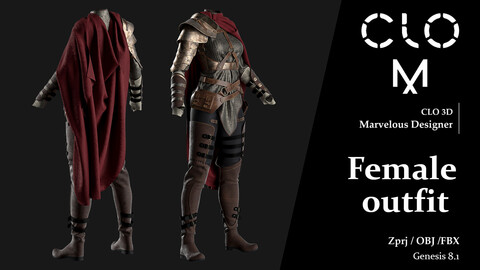 Female outfit / Marvelous Designer/Clo3D project file + OBJ, FBX