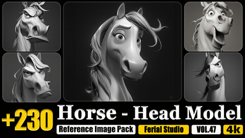 230 Horse - Head Model Reference Image Pack v.47 |4K|