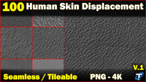 100 Ultra High-Quality Human Skin Displacements (Seamless and Tileable) Vol 1