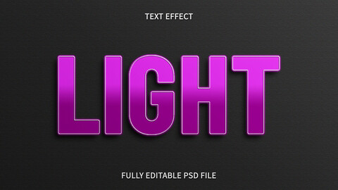 Light PSD fully editable text effect. Layer style PSD mockup template