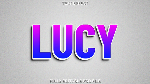 Lucy PSD fully editable text effect. Layer style PSD mockup template