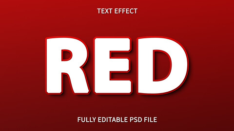 Red PSD fully editable text effect. Layer style PSD mockup template