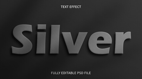 Silver PSD fully editable text effect. Layer style PSD mockup template