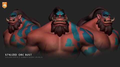 Stylized Orc Bust | Zbrush | Blender