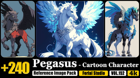 240 Pegasus - Cartoon Character Reference Image Pack v.152 |4K|