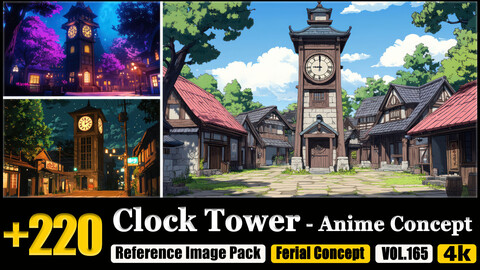 220 Clock Tower - Anime Concept Reference Image Pack v.165 |4K|