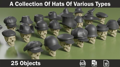 A collection of hats of various types