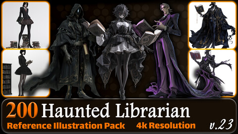 200 Anime Haunted Librarian (Full Body) Reference Pack | 4K | v.23