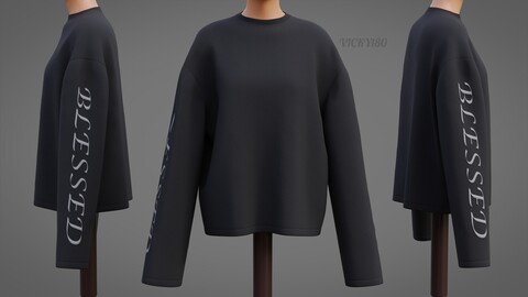 Black Gothic Sweater - Graphic Prints Long Sleeve T-Shirt 3D Model