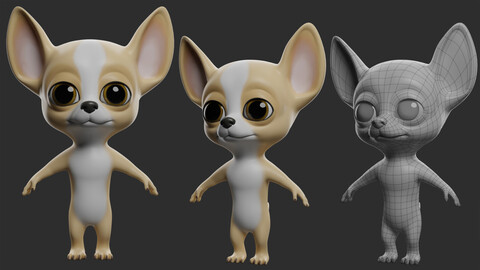 Toony Chihuahua Dog - Topology + UV map