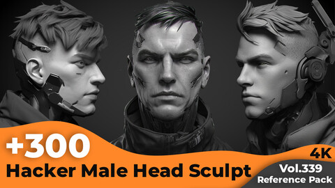 +300 Hacker  Male Head Sculpt Reference Images(4k)