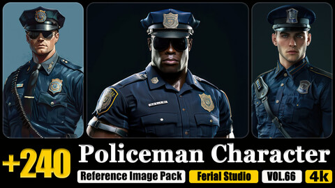 240 Policeman Character Reference Image Pack v.66 |4K|