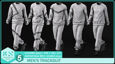 5 MEN'S TRACKSUIT (CLO3D, MD PROJECTS (zprj)+OBJ+FBX+UV)  Vol 02