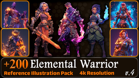 200 Elemental Warrior Reference Pack | 4K | v.4