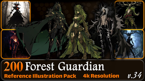 200 Anime Forest Guardian (Full Body) Reference Pack | 4K | v.34