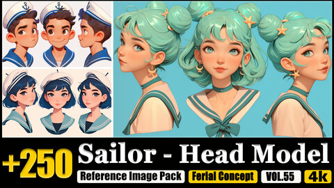 250 Sailor - Head Model Reference Image Pack v.55 |4K|