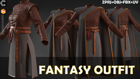 FANTASY OUTFIT(Clo3D Project + OBJ +FBX)