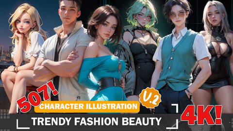 507 Anime Trendy Fashion Beauties Diverse Outfit Character Design Reference Art V2 4K