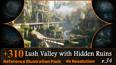 310 Lush Valley with Hidden Ruins Reference Pack | 4K | v.34