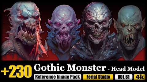 230 Gothic Monster - Head Model Reference Image Pack v.61 |4K|