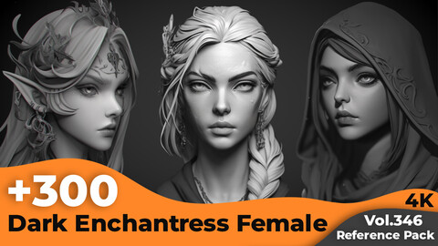 +300 Dark Enchantress Female Head Sculpt Reference Images(4k)