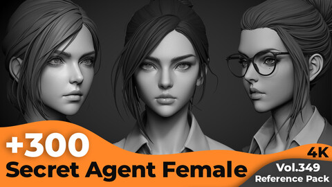 +300 Secret Agent Female Head Sculpt Reference Images(4k)