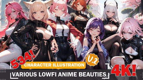 534 Various LoFi Anime Beauties Warrior Diverse Outfit Character Design Reference Art V2 4K