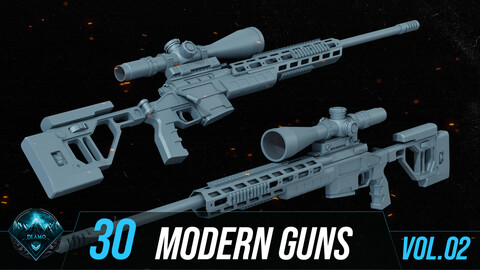 30 Modern Guns – The Professional Asset Library for Game Developers and 3D Artists (VOL02)