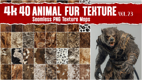 Animal Fur Texture| Seamless PNG 4K Texture Map