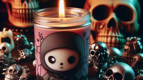 Spooky Goth Candle Skull Display