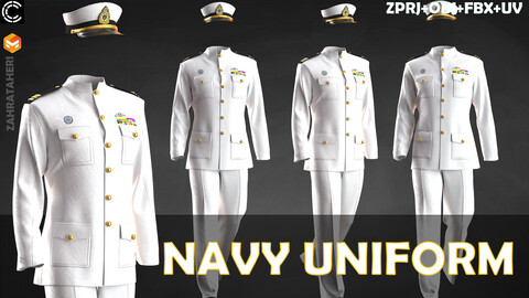 MEN'S UNIFORM (Clo3D Project + OBJ +FBX)