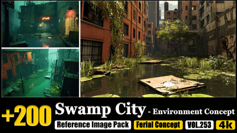 200 Swamp City - Anime Concept Reference Image Pack v.253 |4K|