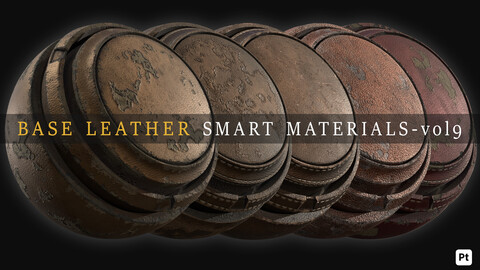 BASE and DAMAGED LEATHER Smart Materials for Substance 3D Painter - VOL 09