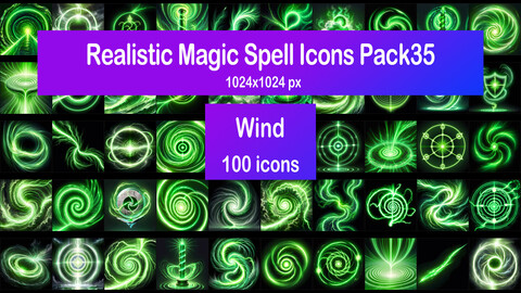 Realistic Magic Spell Icons Pack35 - Wind