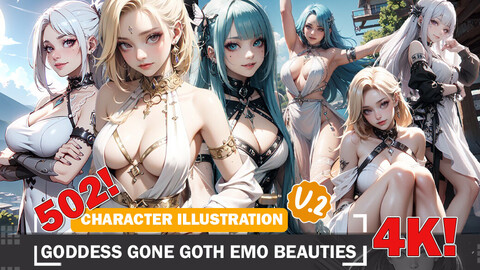 502 Goddess Gone Goth Emo Beauties Diverse Outfit Character Design Reference Art V2 4K